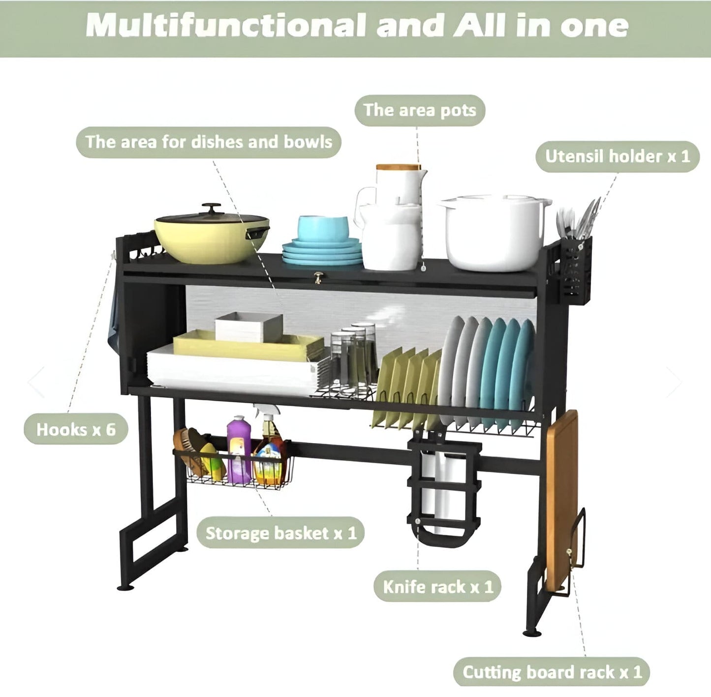 Escurridor de Platos con Gabinete Organizador para Cocina ✅