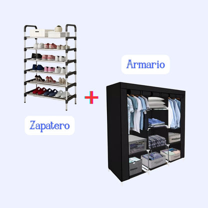 Armario Grande 106 + Zapatero 6 Niveles Combo Organizador ✅