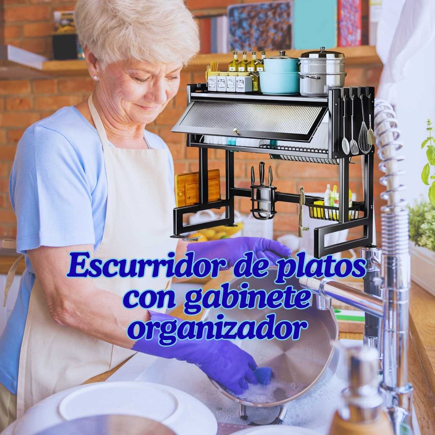 Escurridor de Platos con Gabinete Organizador para Cocina ✅