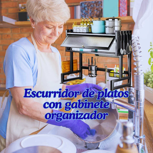 Escurridor de Platos con Gabinete Organizador para Cocina ✅