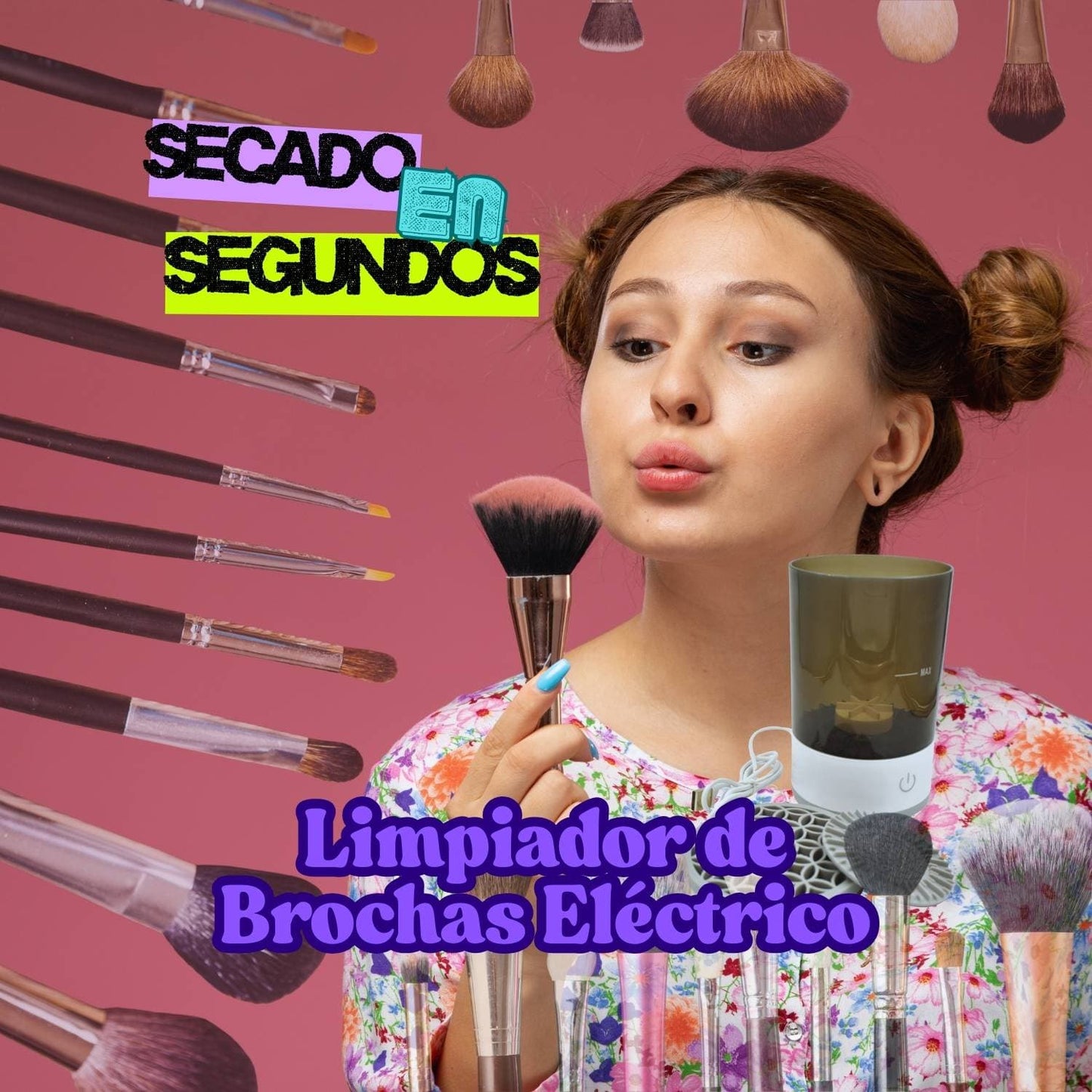 Limpiador de Brochas Eléctrico 2 en 1 con Secado Rápido ✅