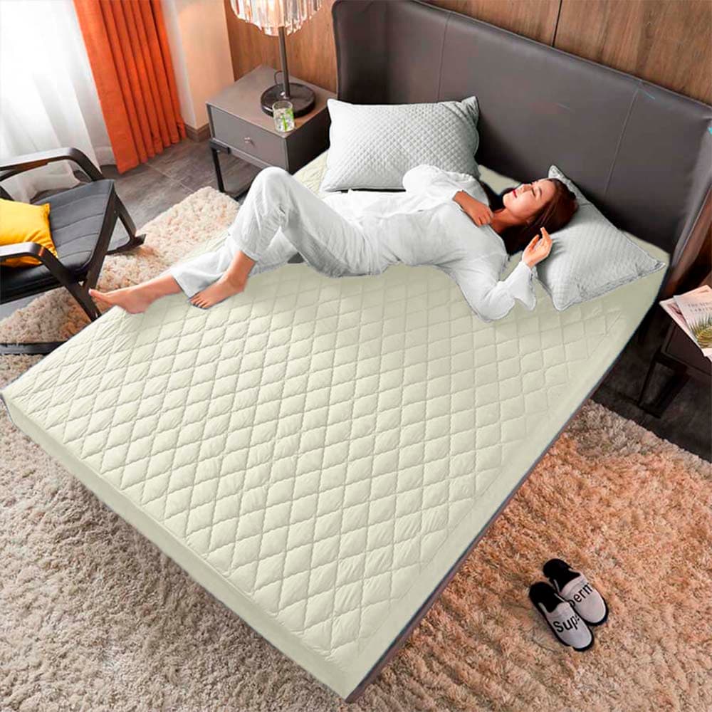 Combo Protector de Colchón premium  + Protectores de Almohada | Antiácaros y Acolchado ✨