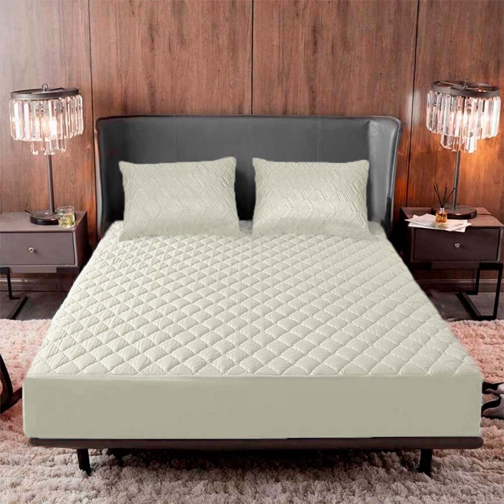 Combo Protector de Colchón premium  + Protectores de Almohada | Antiácaros y Acolchado ✨